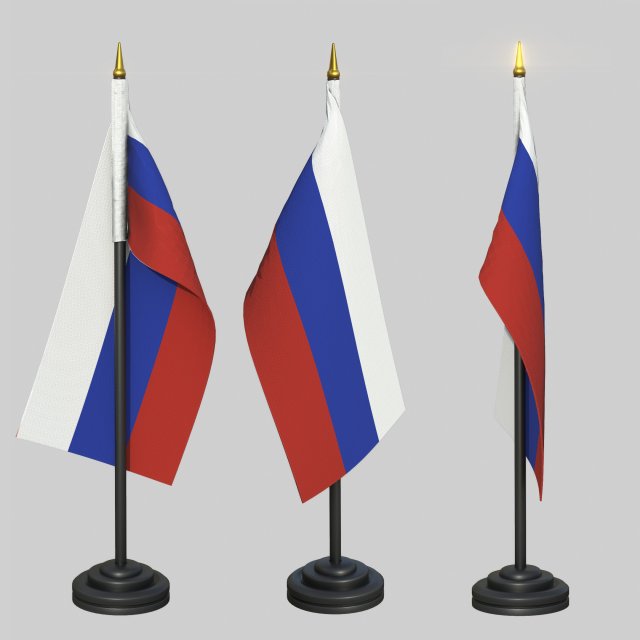 RUSSIA DESK FLAG 3D Model .c4d .max .obj .3ds .fbx .stl .blend 