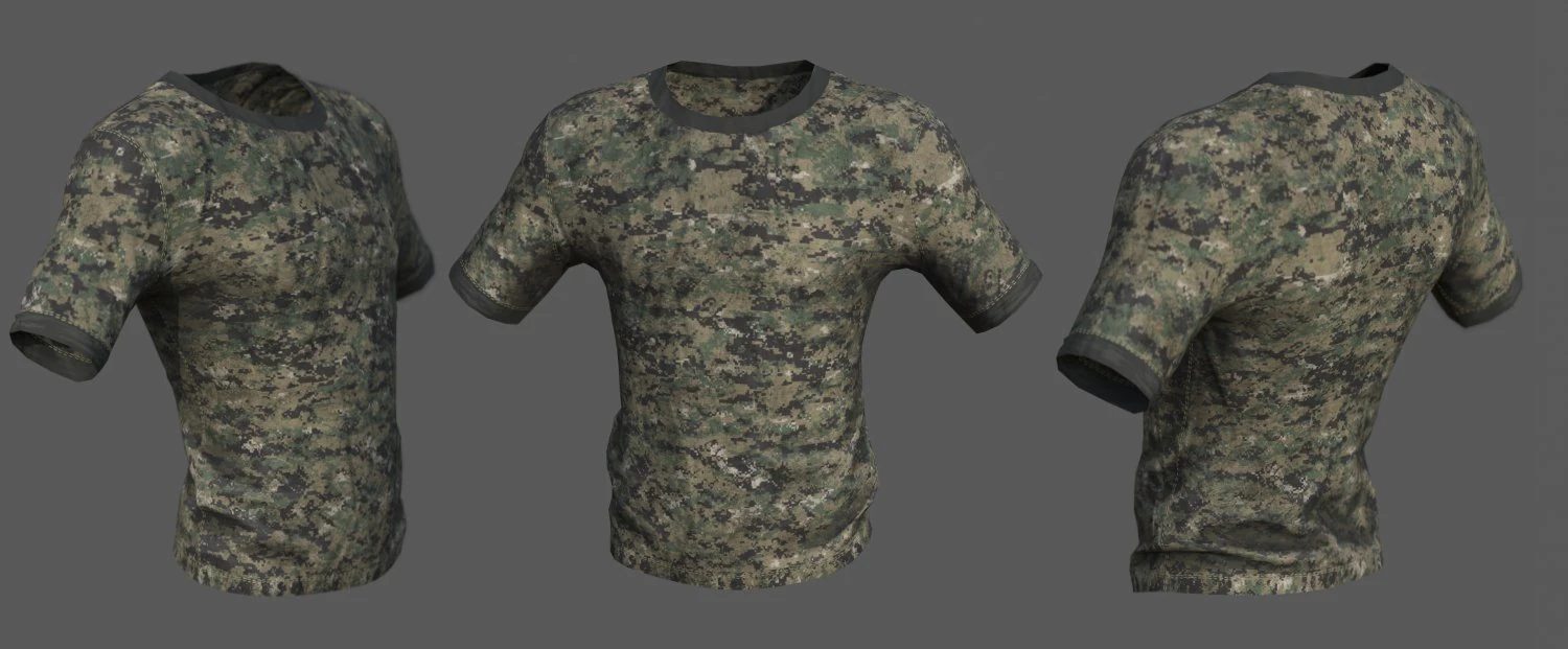 Maglietta basic mimetica 1 Modello 3D .c4d .max .obj .3ds .fbx .stl .blend
