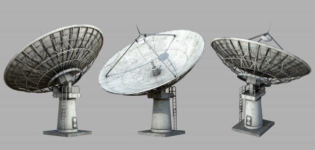 Large Satellite Antenna 3D Model .c4d .max .obj .3ds .fbx .lwo .lw .lws