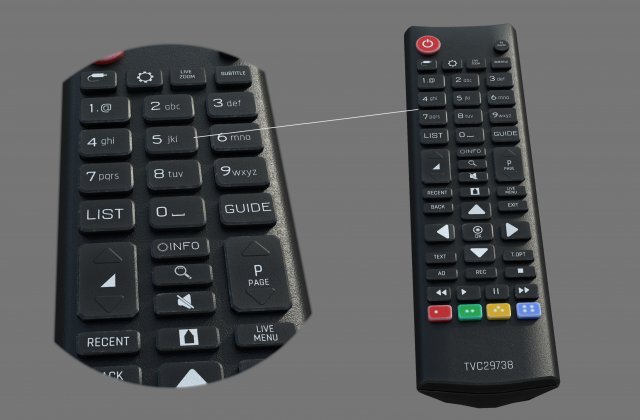 Remote Control for TV 3D Model .c4d .max .obj .3ds .fbx .stl .blend 