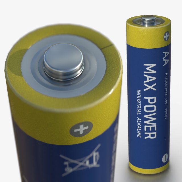 AA alkaline batteries Model 3D .c4d .max .obj .3ds .fbx .stl .blend 