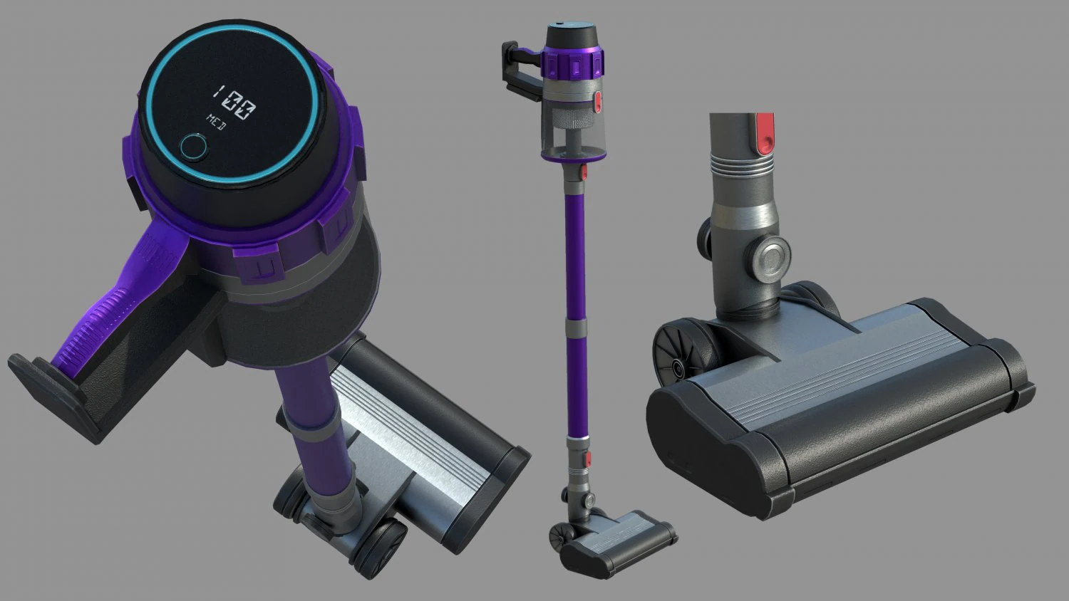 Cordless vacuum cleaner 3D Model .c4d .max .obj .3ds .fbx .stl .blend