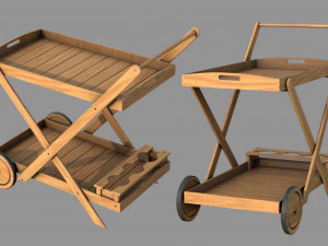 Wooden Kitchen Cart 3D Model