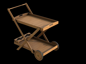 Wooden Kitchen Cart Modèle 3D