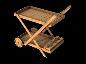 Wooden Kitchen Cart 3D Model