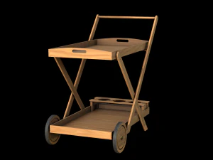 Wooden Kitchen Cart 3D Model