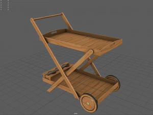 Wooden Kitchen Cart 3D Model