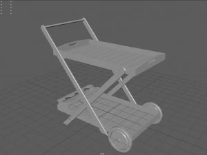 Wooden Kitchen Cart 3D Model
