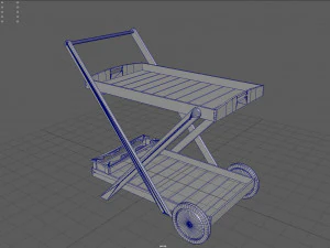 Wooden Kitchen Cart 3D Model