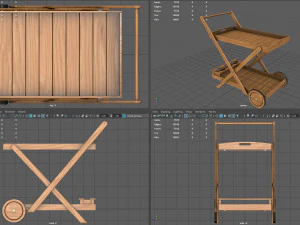 Wooden Kitchen Cart 3D Model