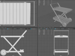 Wooden Kitchen Cart 3D Model