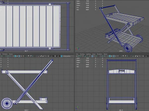 Wooden Kitchen Cart 3D Model