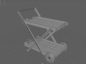 Wooden Kitchen Cart Modèle 3D