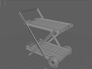Wooden Kitchen Cart 3D Model