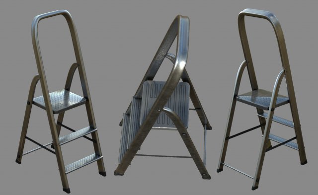 Folding ladder 3D Model .c4d .max .obj .3ds .fbx .lwo .lw .lws