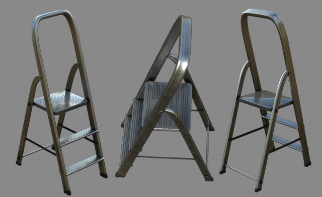 Folding ladder 3D Модель .c4d .max .obj .3ds .fbx .stl .blend 