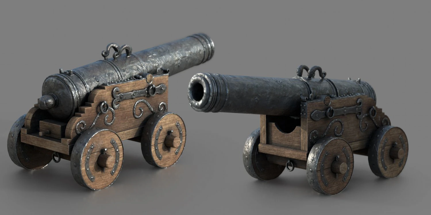 Medieval Cannon 3D Model .c4d .max .obj .3ds .fbx .stl .blend 