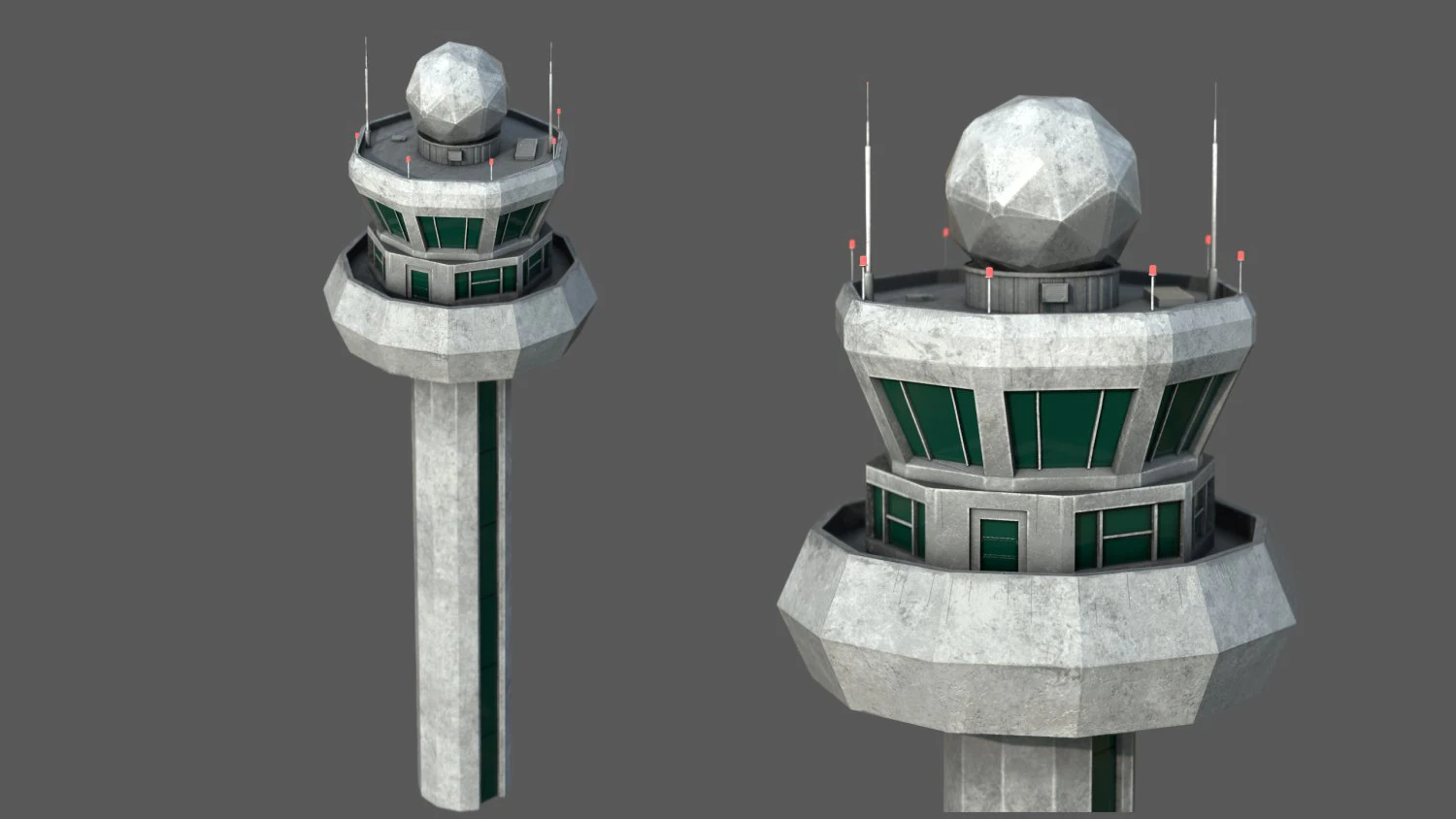 Airport Tower 3D Model .c4d .max .obj .3ds .fbx .stl .blend