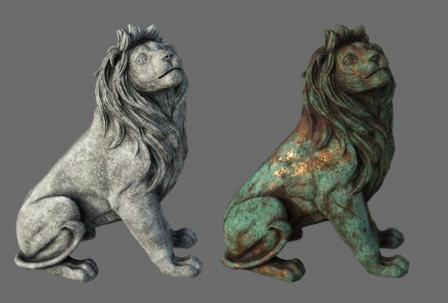 Lion Statue 3D Model .c4d .max .obj .3ds .fbx .lwo .lw .lws