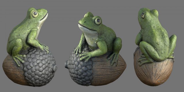 Frog On Acorn 3D Model .c4d .max .obj .3ds .fbx .lwo .lw .lws