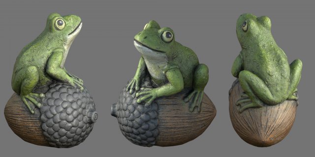 Frog On Acorn 3D Model .c4d .max .obj .3ds .fbx .stl .blend 