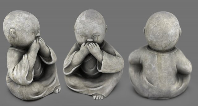 Little buddha covering his mouth Model 3D .c4d .max .obj .3ds .fbx .stl .blend 