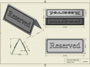 Reserved Table Sign 3D Print Model