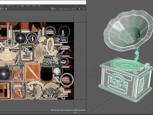 Grammofono d'epoca Modello 3D