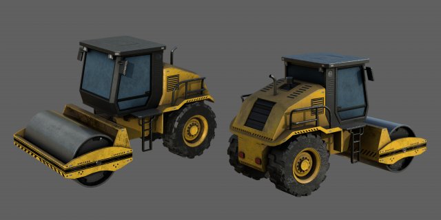 Road roller Modelo 3D .c4d .max .obj .3ds .fbx .stl .blend 