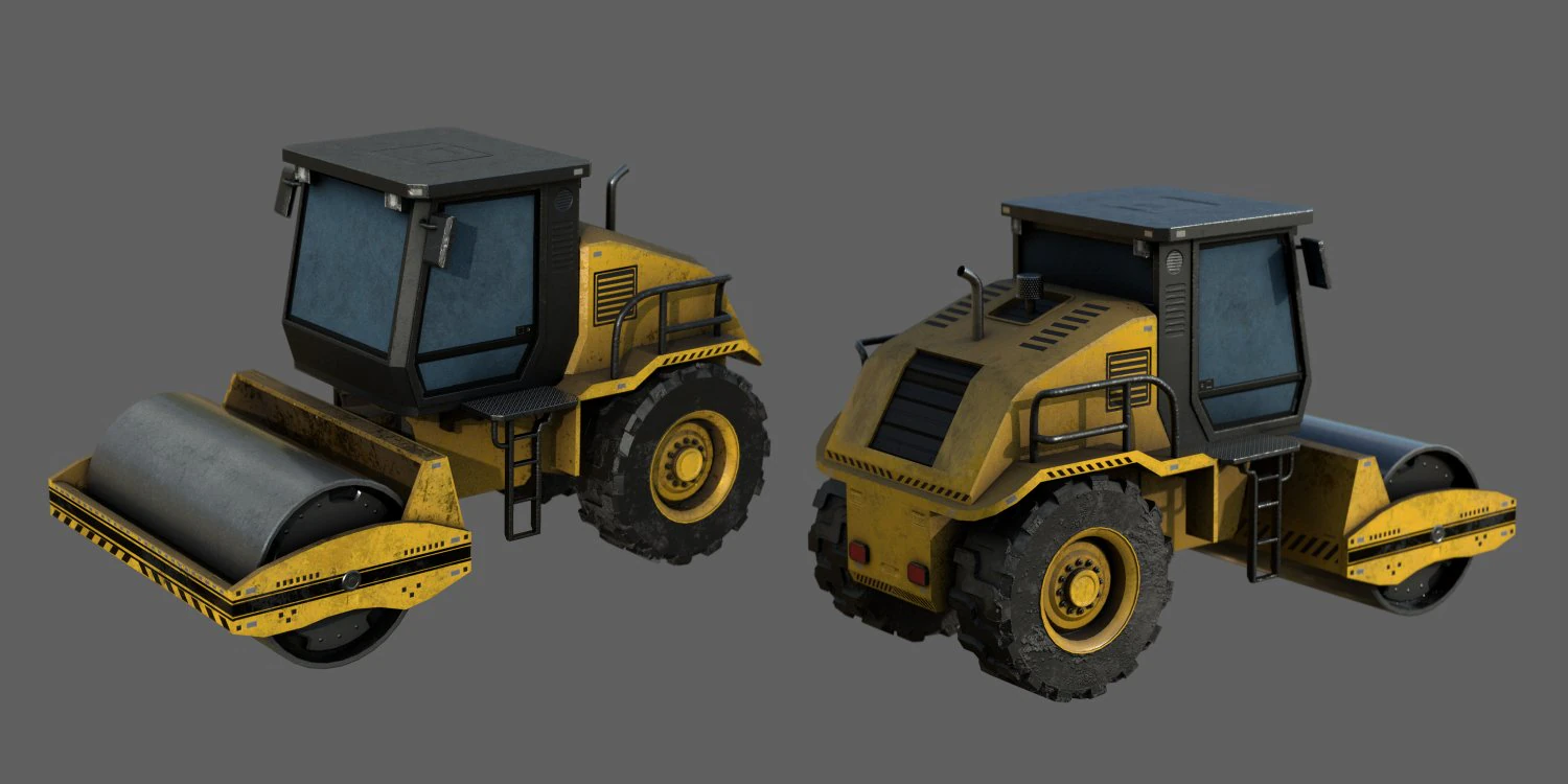 Road roller 3D Model .c4d .max .obj .3ds .fbx .stl .blend 