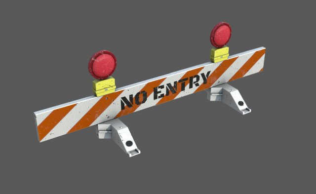 No Entry Safety Barricade 3D Модель .c4d .max .obj .3ds .fbx .stl .blend 
