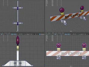 No Entry Safety Barricade 3D Model