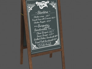 Restaurant Blackboard Modello 3D
