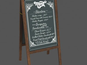 Quadro negro de restaurante Modelo 3D