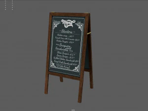 Quadro negro de restaurante Modelo 3D