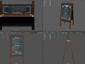 Quadro negro de restaurante Modelo 3D