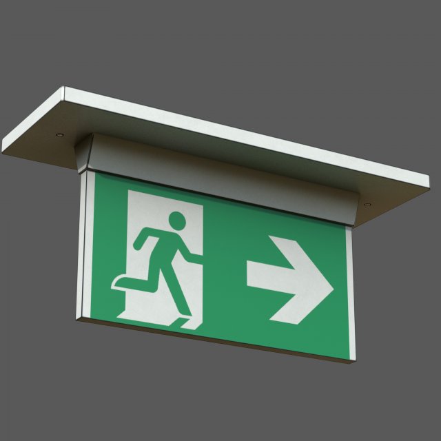Exit sign 3D Model .c4d .max .obj .3ds .fbx .stl .blend 