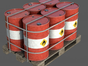 Barrels on a Pallet Model 3D