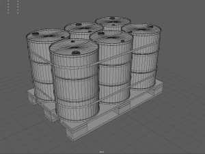 Barrels on a Pallet 3D Model