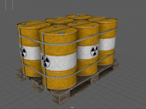 Radiactive Barrels on a Pallet 3D 模型