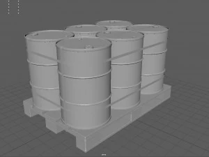 Radiactive Barrels on a Pallet 3D Model