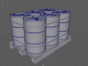 Radiactive Barrels on a Pallet 3D Model