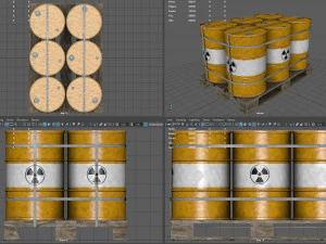 Radiactive Barrels on a Pallet 3D Model