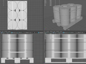 Radiactive Barrels on a Pallet 3D Model