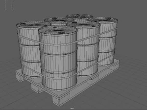 Radiactive Barrels on a Pallet 3D Model