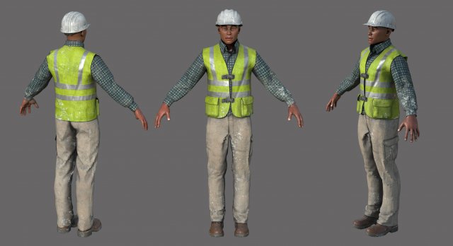 Construction worker Modello 3D .c4d .max .obj .3ds .fbx .stl .blend 