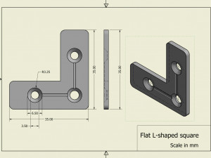 Flat L-shaped square Model Cetak 3D