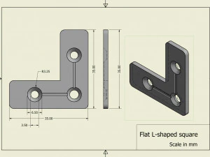 Flat L-shaped square 3D Print Model