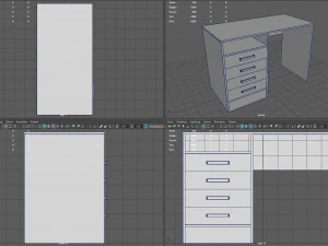 Desk table with drawers 3D Model