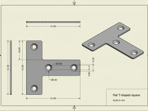 Cuadrado plano en forma de T Modelo de impresión 3D